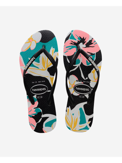 Havaianas Slim Floral Basic - BLACK/BLACK