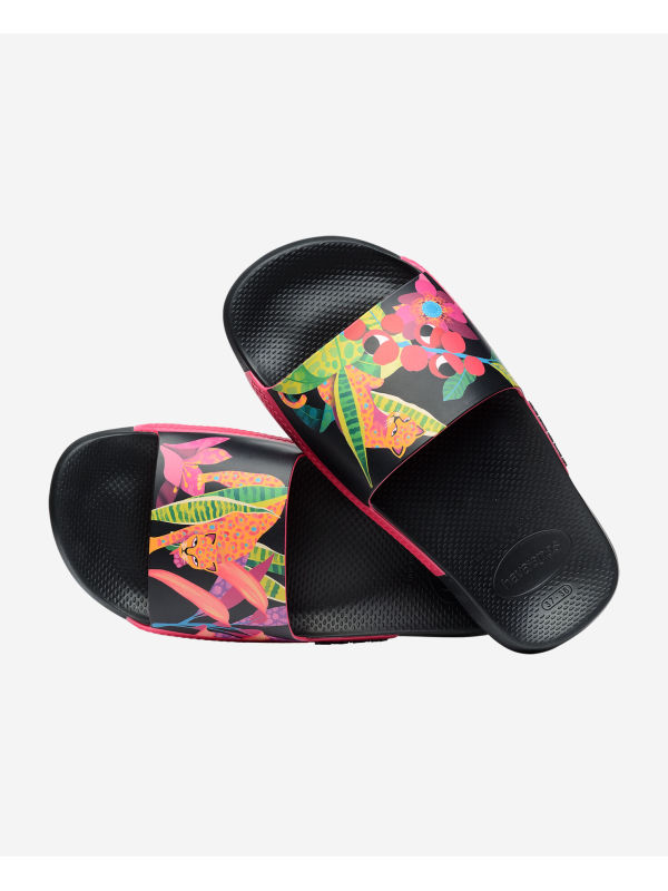 Havaianas Slide Print - BLACK/PINK PARADISE