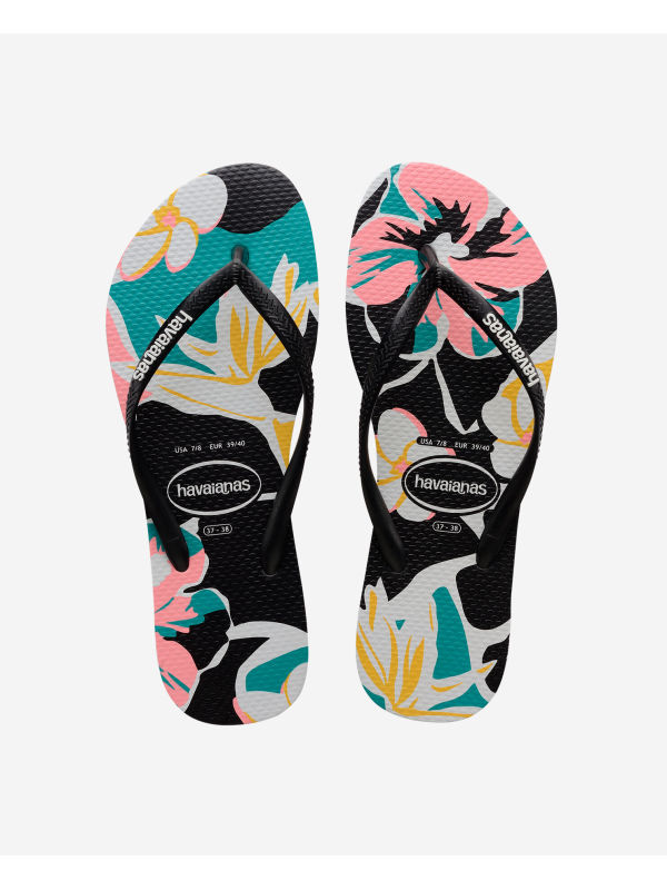 Havaianas Slim Floral Basic - BLACK/BLACK