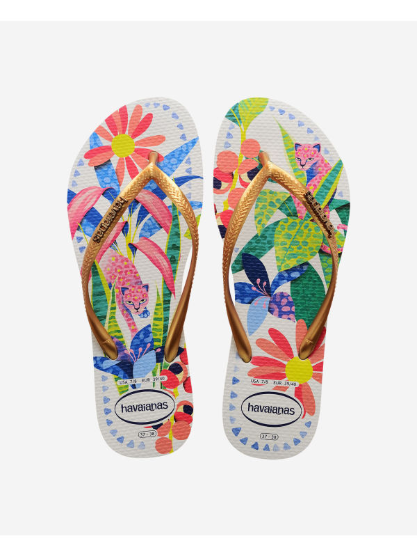 Havaianas Slim Tropical - WHITE/BLUE