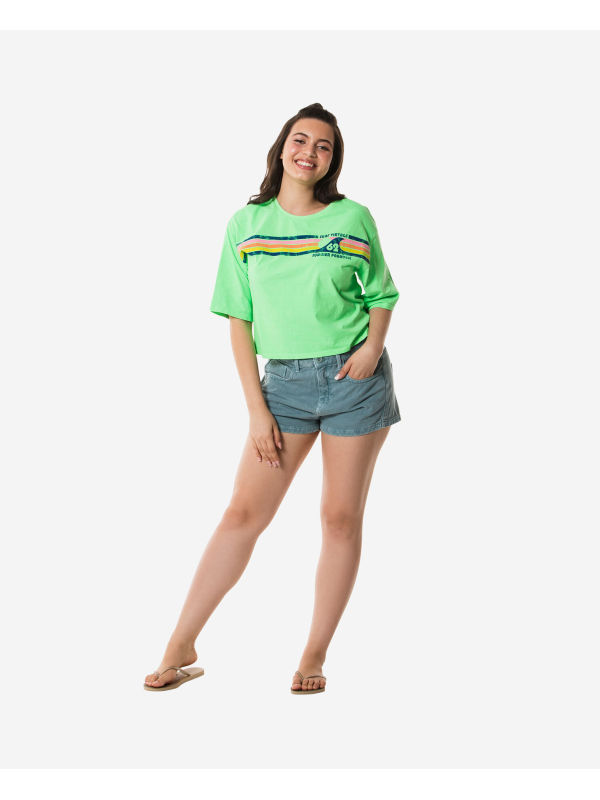 Havaianas T-shirt Cropped Stripes 62 Vintage - NEON GREEN