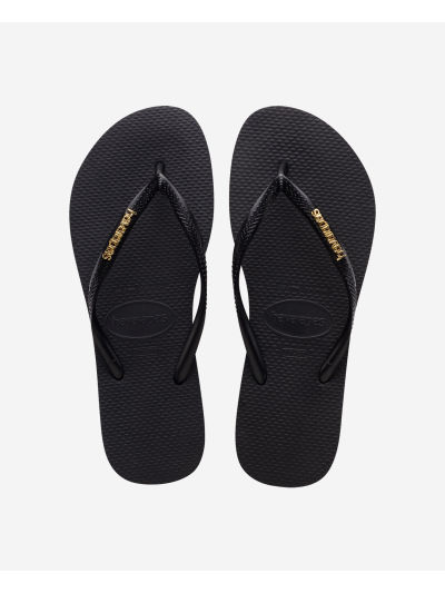 Havaianas Slim Logo Metallic - BLACK/GOLD