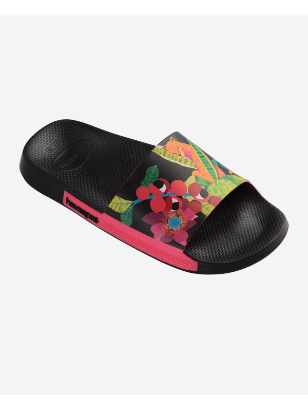 Havaianas Slide Print - BLACK/PINK PARADISE
