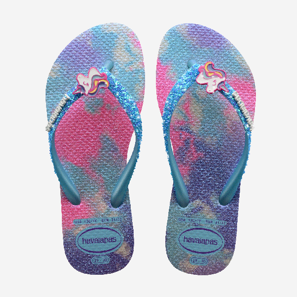 Havaianas Kids Slim Glitter Trendy - WHITE/BLUE WATER