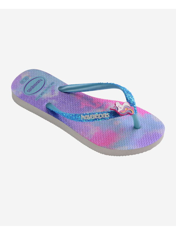 Havaianas Kids Slim Glitter Trendy - WHITE/BLUE WATER