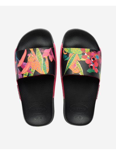 Havaianas Slide Print - BLACK/PINK PARADISE